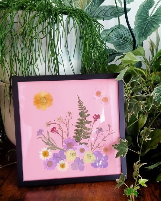 Workshop schilderij met droogbloemen